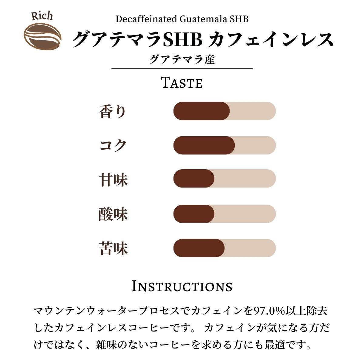 グアテマラSHB カフェインレス（グアテマラ産） – 珈琲豆専門店やぶ珈琲